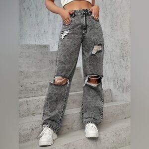 Refuge - Dark Grey Distressed Mom Jeans - Size 7